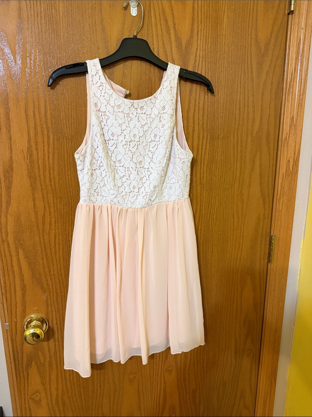 Emerald Sundae Ivory Lace & Blush Chiffon Party Dress